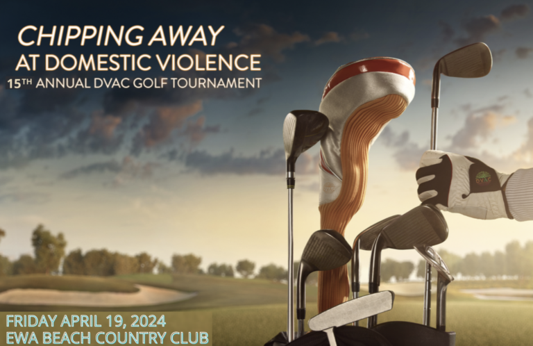 Chipping awawy at domestic violence Golf Tournament – prize gatherers